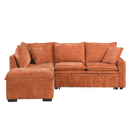 82.67"Convertible Sofa Bed Sectional Sofa Sleeper L-shaped Sofa with a Storage Ottoman,Two Pillows, Two Power Sockets an image 19