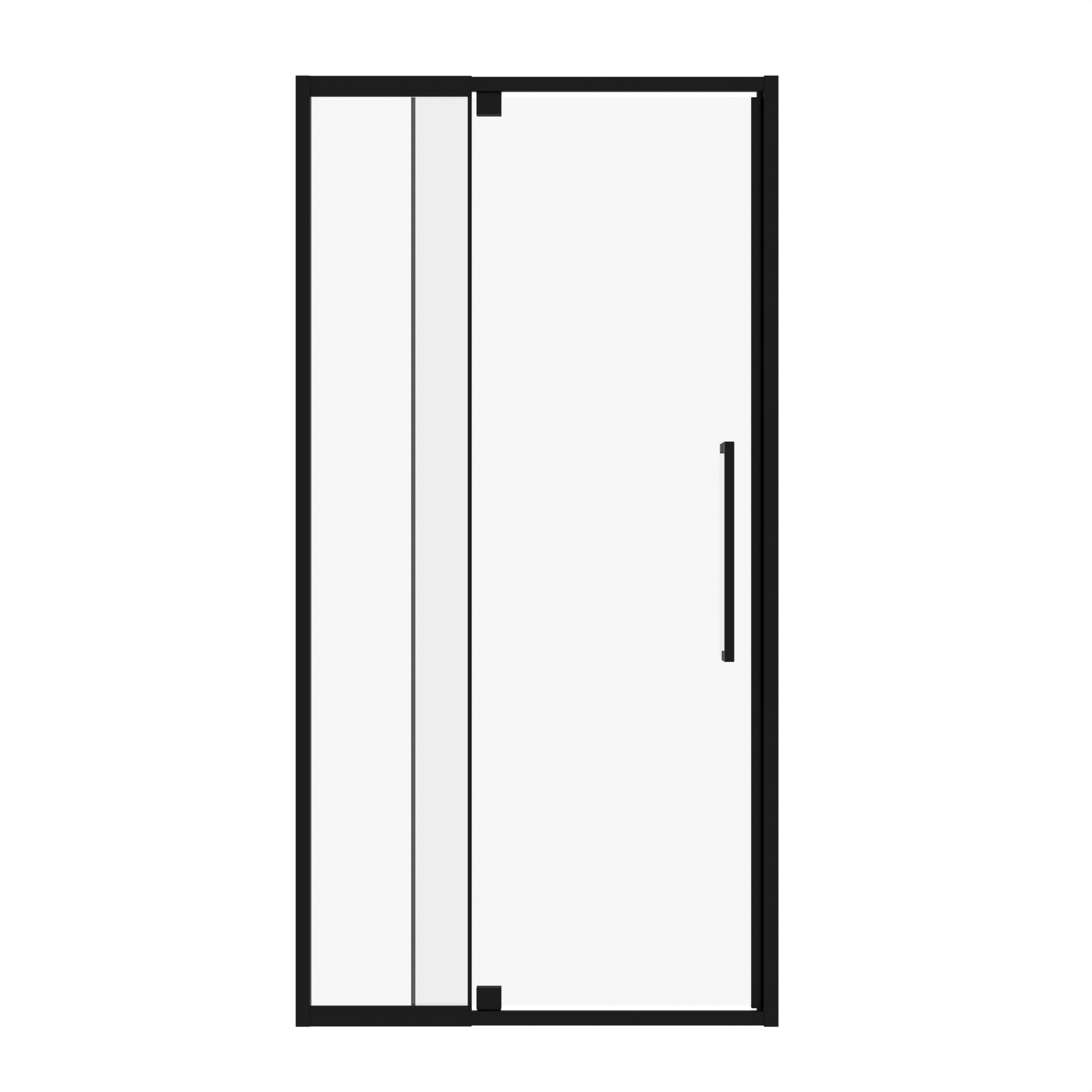 Semi-Frameless Pivot Hinged Glass Shower Door 44-48 in. W x 72 in. H,1/4" (6mm) Tempered Glass, Matte Black Finish, Reversible Glass Shower Door image 7
