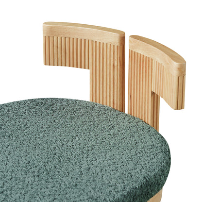 Indoor Boucle Dining Chair Set of 2, Rubber Wood Frame, Plush Green Boucle Seating, 250lbs Weight Capacity for Kitchen & Dining Room image 12