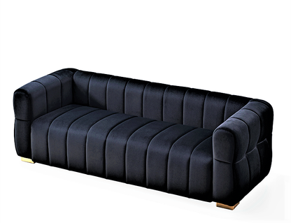 Velvet Sofa with Tufted Low Back Design, Sophisticated 3 Seater Couch for Living Rooms, 89 Inch Wide, Easy Assembly image 5