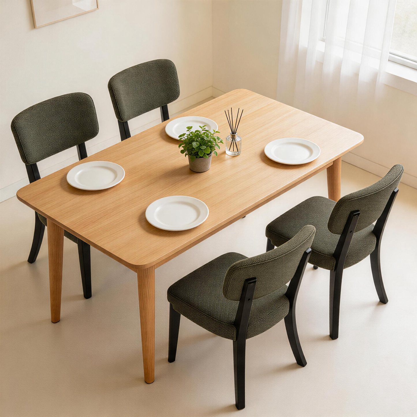 Modern Armless Dining Chairs Set of 2, Green, Contemporary Side Chairs with Wood Legs - Versatile Accent Chairs for Dining Room, Kitchen, or Living Room image 1