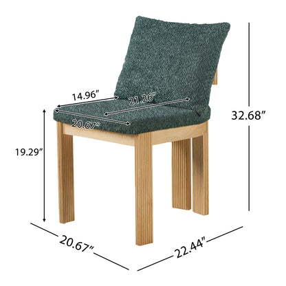 Indoor Boucle Dining Chair Set of 2, Rubber Wood Frame, Plush Green Boucle Seating, 250lbs Weight Capacity for Kitchen & Dining Room image 5