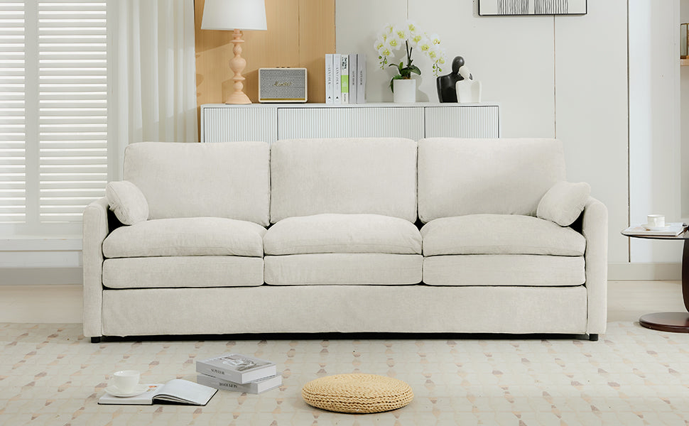89" Cozy Upholstered 3-seater Sofa Oversized Comfy Cloud Sofa Double Cushion 3-seater Sofa Plush Cushion Sofa Couch for Living Room, Beige image 5