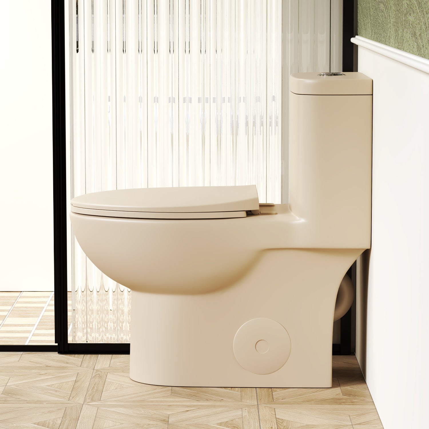 1.1/1.6 GPF Tornado Flush One-Piece Toilet with Comfort Chair Seat ADA Height 17",Powerful & Quiet Dual Flush Modern Toilet,Siphonic S-trap 12",Rimless Bowl with Soft Closing Seat, khaki
2KK-006 image 4