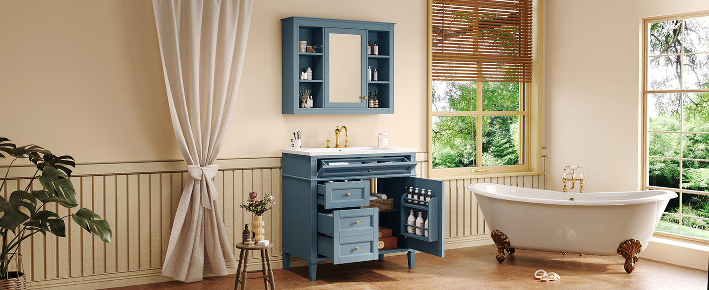 36'' Bathroom Vanity with Medicine Cabinet, Modern Bathroom Storage Cabinet with 2 Soft Closing Doors, Single Sink Bathroom Vanity image 11