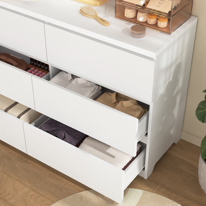 6 Drawer Storage Cabinet,Dresser, Wood Storage Tower Clothes Organizer, Wide Chest of 6 Drawers, Large Storage Space for Bedroom, Hallway, Entryway Living Room White image 5