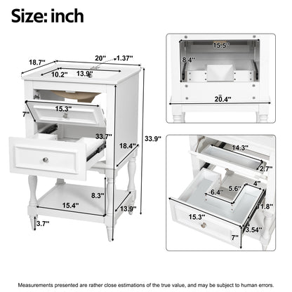 20'' Bathroom Vanity with Ceramic Sink, Bathroom Storage Cabinet with Open Shelf, Retro Design Bathroom Cabinet with 2 Drawers image 8