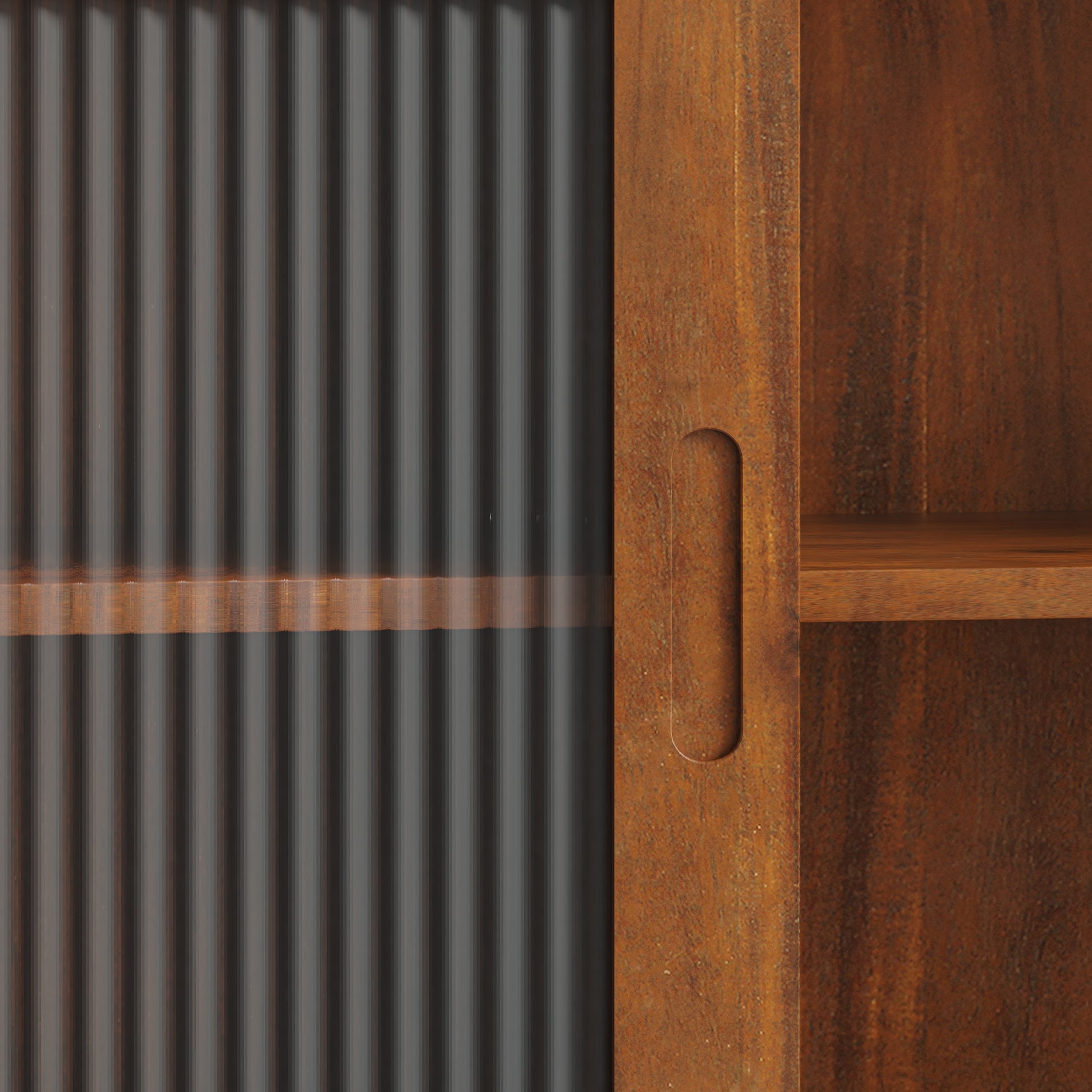 35.4"Retro 2 Door Sliding Cabinet Three Layers of Storage Space,Suitable for Bathrooms,Kitchens,Dining Rooms,Brown image 8