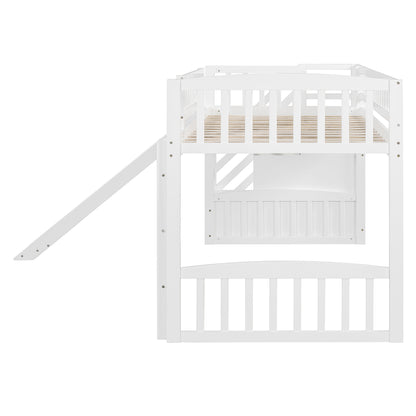 Stairway Twin Size Loft Bed with Two Drawers and Slide, White(OLD SKU:LT000515AAK-1) image 7