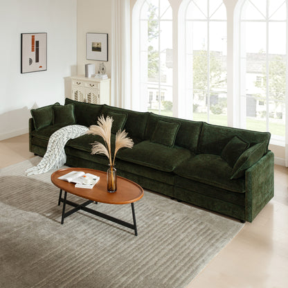 Free Combination Modular Sofa Free,4 Seater Sofa Comfy Chenille Fabric,Sectional Sofa Couch,Green Chenille image 1