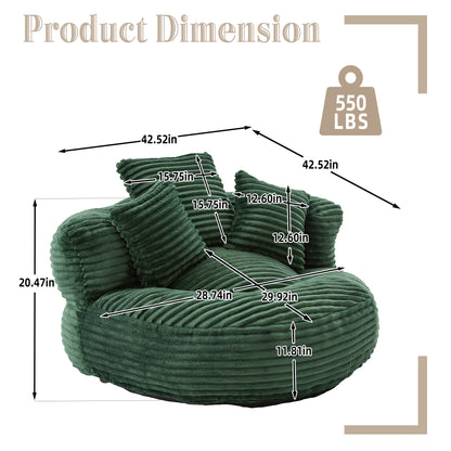 Single Bean Bag Chairs, Bean Bag Sofa for Adults, Kids,Corduroy Bean Bag Chair with 3 Pillows & Armrest,Beanbag Chair & Lazy Sofa with Foam Filler for Bedroom Living Room Dorm image 7