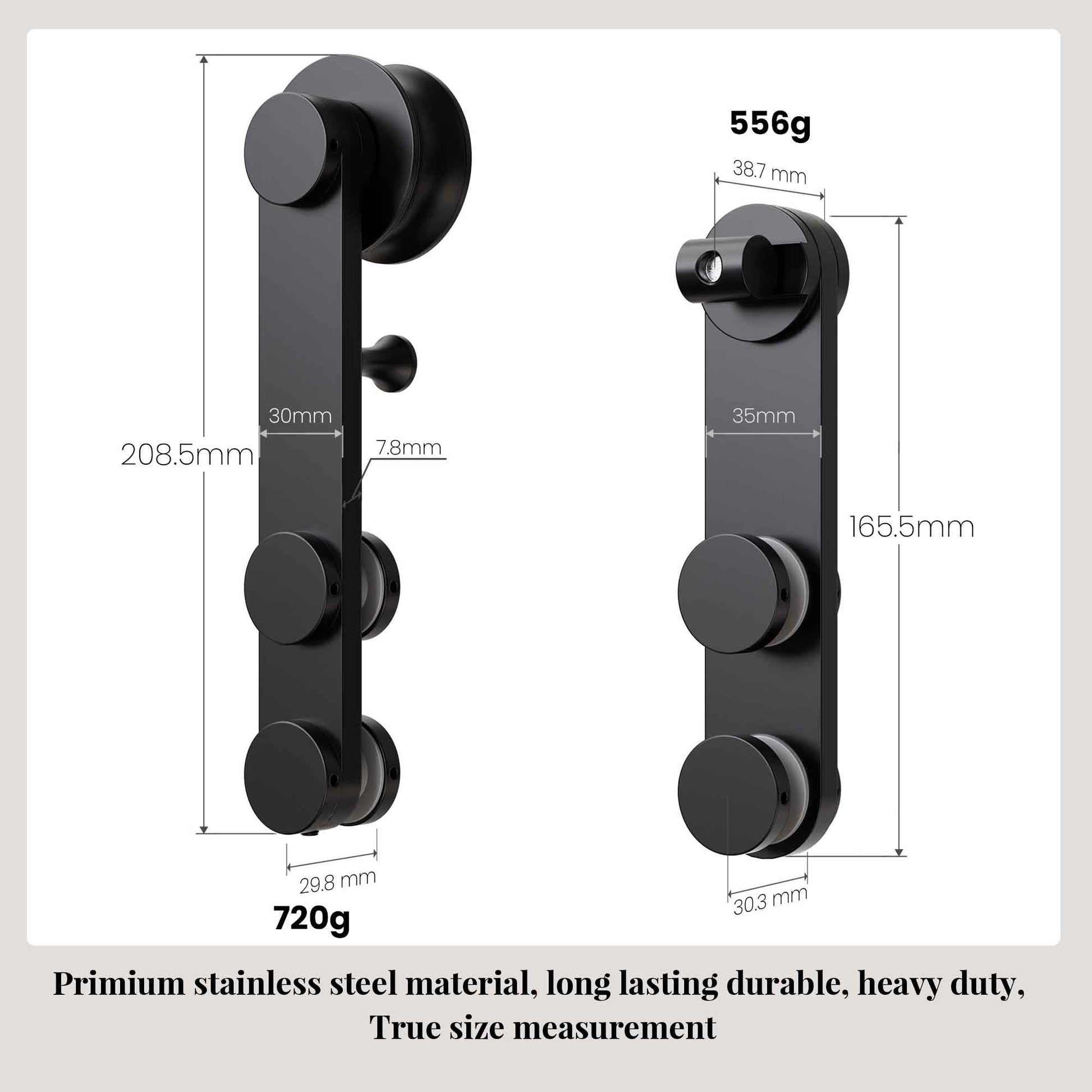 56-60" W * 76" H Frameless Single Sliding Shower Doors Without Soft-Close, Bathroom Sliding Shower Door With Towel Rail And Auxiliary Handle, 5/16" (8mm) Thick SGCC Tempered Glass Door, Matte Black image 5