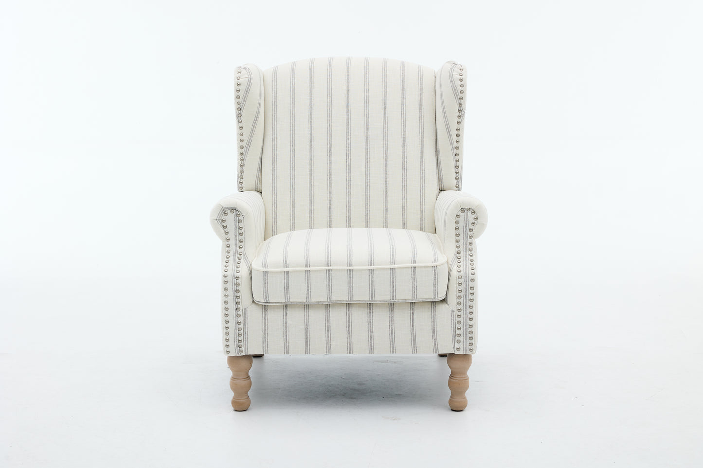 Modern Accent Chair with Retro Wood Legs, Comfy Upholstered Armchair, Floral Design Single Sofa Chair for Living Room Bedroom Office - Stripe image 11