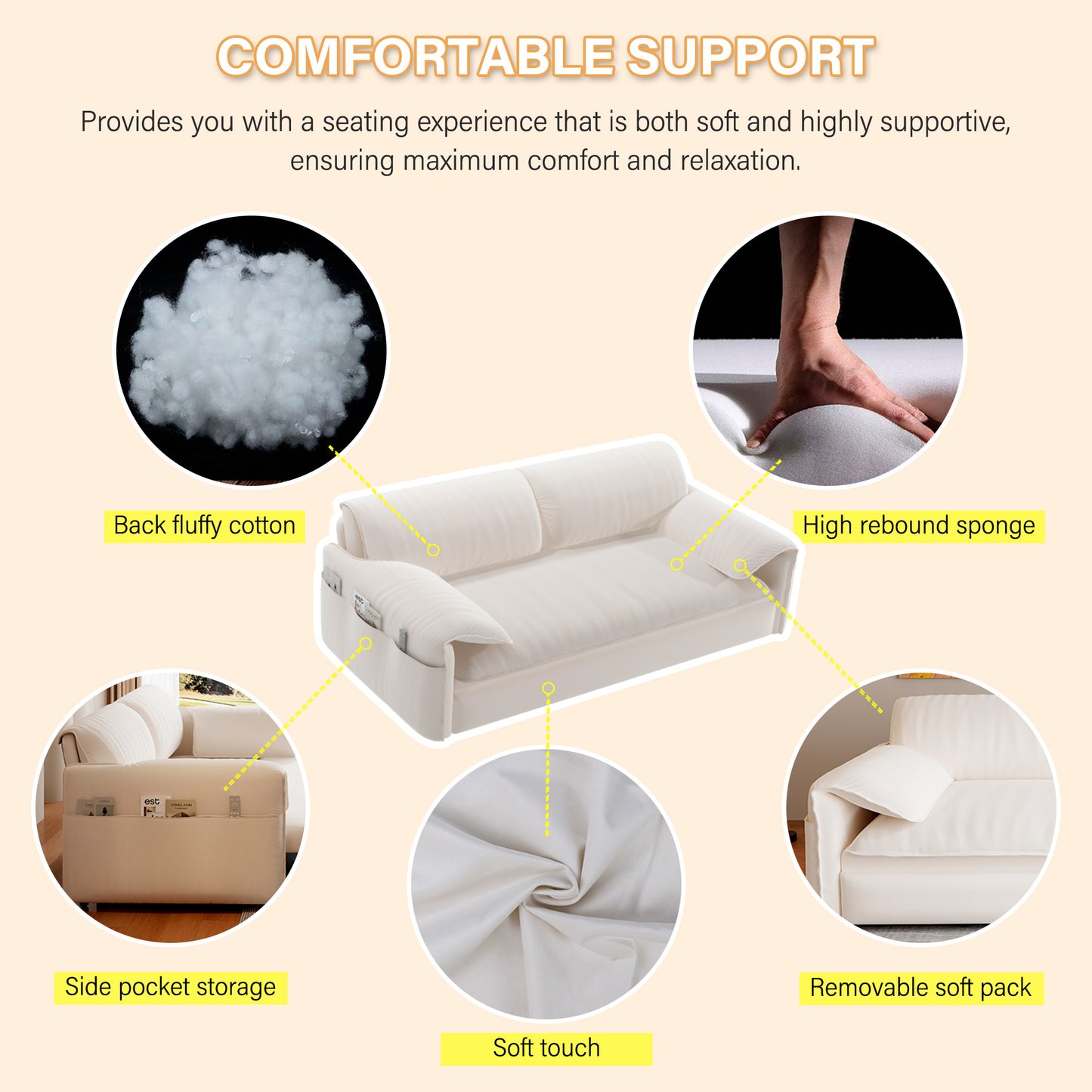 66" Queen Pull Out Sofa Bed, 3-in-1 Convertible Sleeper Sofa with Side Storage,Multi-Functional Velvet Loveseat Bed for Living Room(Old Sku:W1885S00043/W1885S00113/W1885S00186/W1885S00221) image 10
