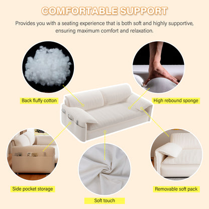66" Queen Pull Out Sofa Bed, 3-in-1 Convertible Sleeper Sofa with Side Storage,Multi-Functional Velvet Loveseat Bed for Living Room(Old Sku:W1885S00043/W1885S00113/W1885S00186/W1885S00221) image 10