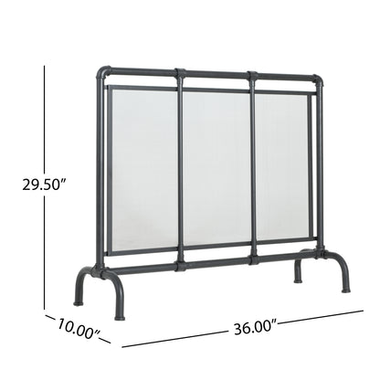 Celeste 1 Panel Iron Fireplace Screen 36" W x 29" H, Black image 7