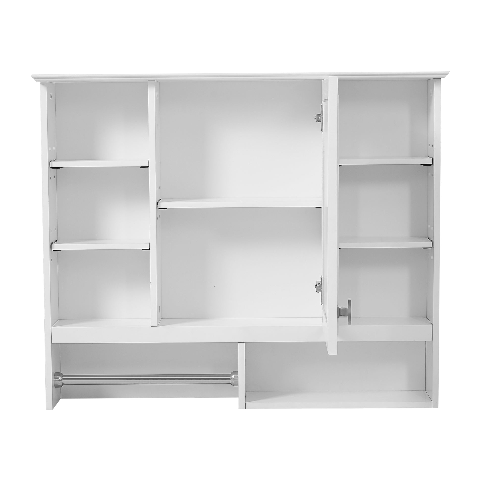 35 inch Wall-Mount 2-in-1 Mirror Cabinet with Adjustable Shelves, Soft-Closing Hinges, Open Shelves, for Bathroom Vanity, Living Room, Bedroom Storage Organizer image 10
