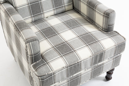 Upholstered Accent Chair, Vintage Armchair with Grey Linen Fabric and Nailhead Trim for Living Room image 6