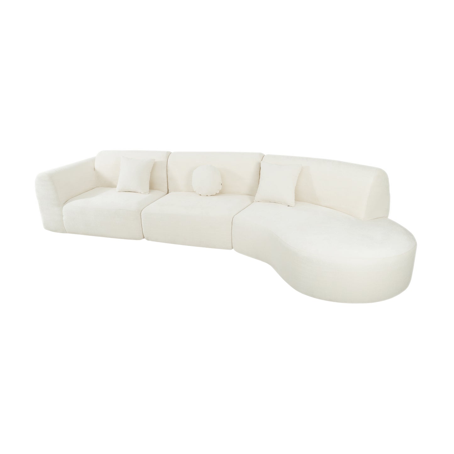 140" Modern Curved Sectional Sofa with High-Density Fully Compressed Sponge and Chaise Lounge, 3-Piece Set, Fully Assembled Right Hand Facing, Perfect for Living Room, Lounge image 10