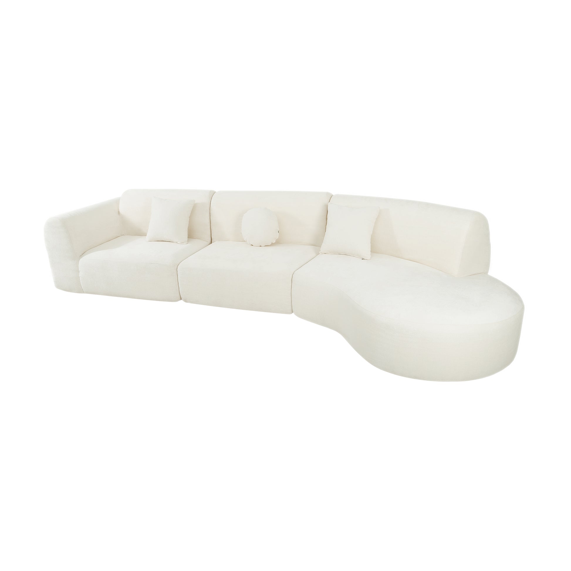 140" Modern Curved Sectional Sofa with High-Density Fully Compressed Sponge and Chaise Lounge, 3-Piece Set, Fully Assembled Right Hand Facing, Perfect for Living Room, Lounge image 10