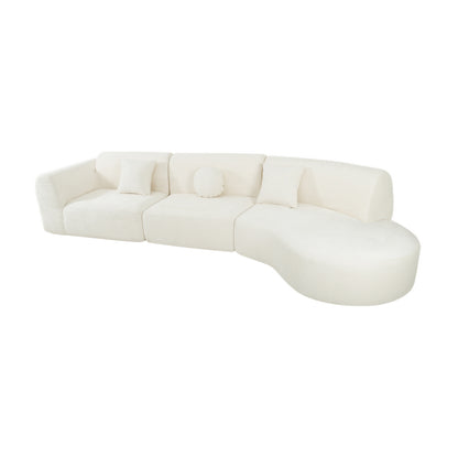 140" Modern Curved Sectional Sofa with High-Density Fully Compressed Sponge and Chaise Lounge, 3-Piece Set, Fully Assembled Right Hand Facing, Perfect for Living Room, Lounge image 10