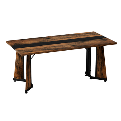 70.9"Rectangular Large Dining Table, Waterproof Large Desk for 8 People, Deluxe Family Dining Table with Adjustable Legs for Kitchen,Living Room,Office, Rustic Brown,70.9''W x 35.4''D x 30.3''H image 8