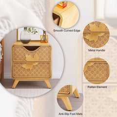 Hand-Carved Accent Cabinet with 2 Drawers - Elegant Storage Solution