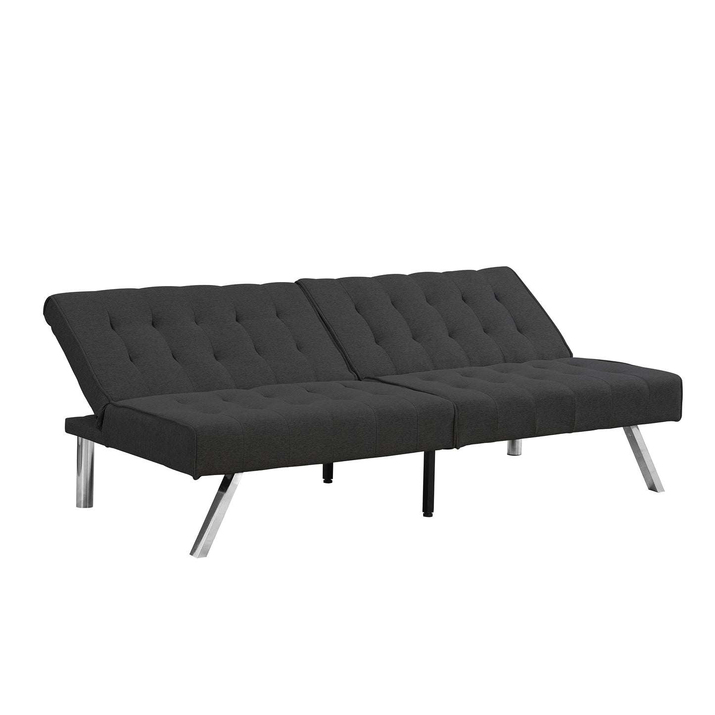 WOOD FRAME, STAINLESS LEG, FUTON, SOFA BED BLACK image 6