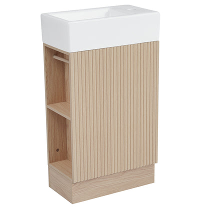 18.6" Bathroom Vanity with Sink, Bathroom Vanity Cabinet with Two-tier Shelf, Left or Right Orientation, Natural (Old Sku:WF308491AAN) image 12