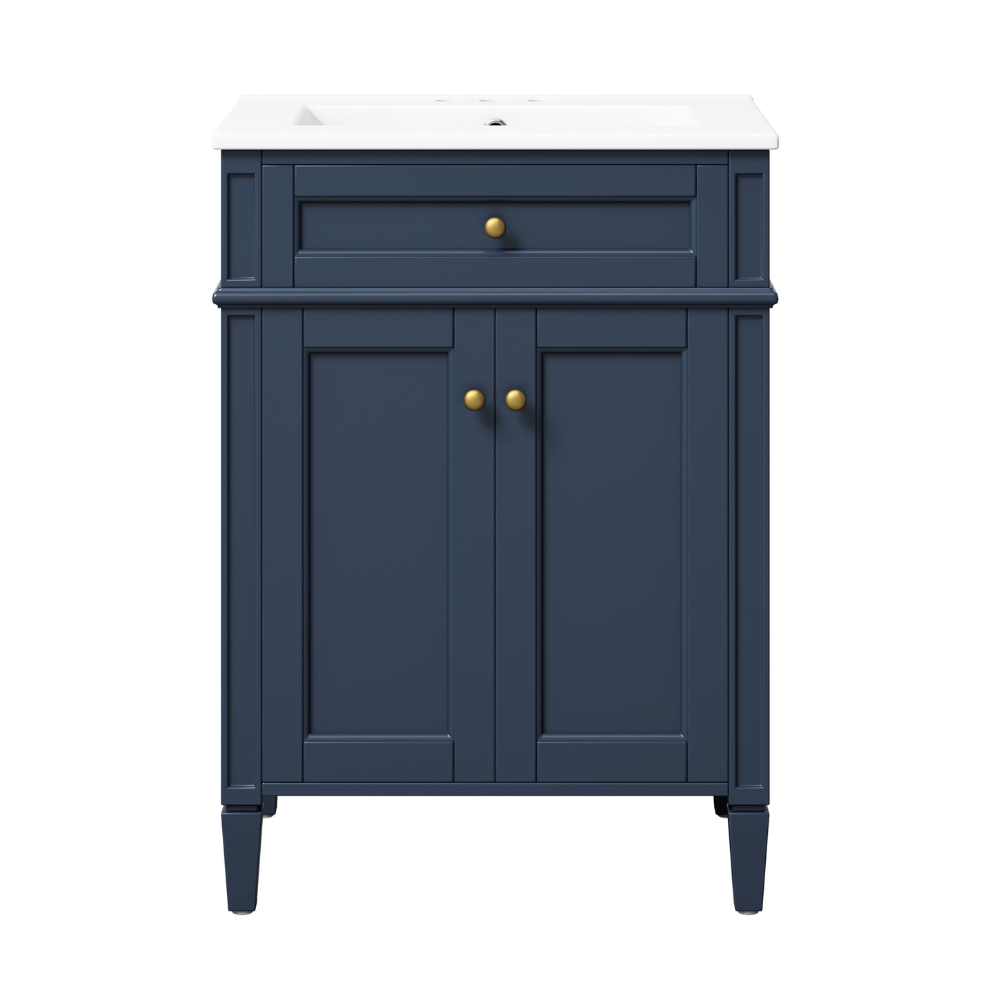 24" Bathroom Vanity with 2 Doors and Tip-Out Drawer, Bathroom Storage Cabinet with Sink, Soft-Closing Doors with Organizers image 10
