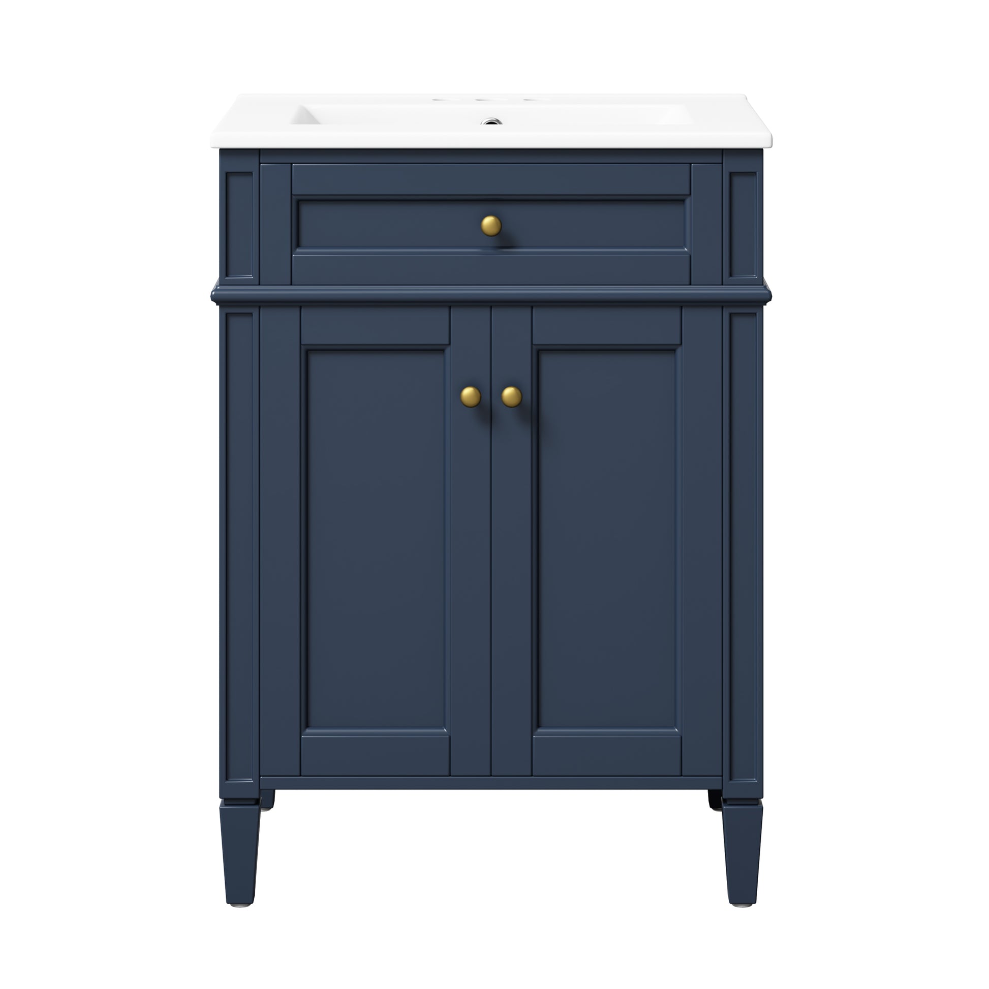 24" Bathroom Vanity with 2 Doors and Tip-Out Drawer, Bathroom Storage Cabinet with Sink, Soft-Closing Doors with Organizers image 10