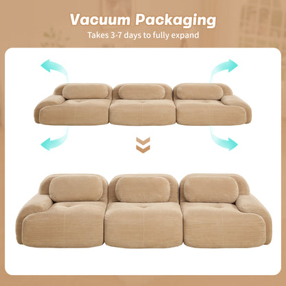 3-seat sofa premiumCorduroy Fabric fabric modular multi-combination anti-slip design no assembly curved armrests ergonomic support high-resilience sponge for living rooms bedrooms,Camel image 12