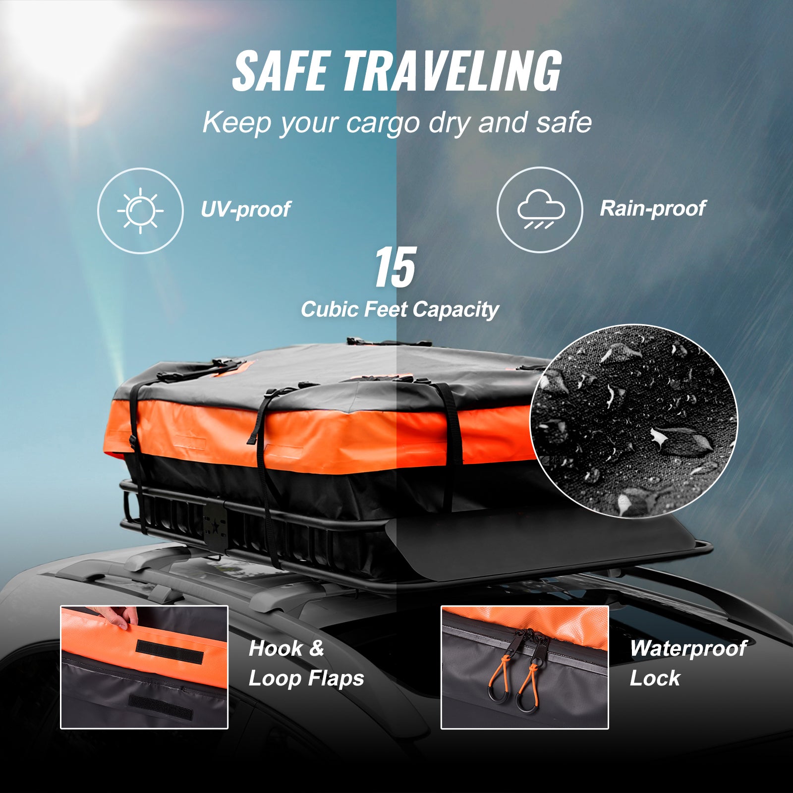 Roof Rack Cargo Basket 200 LBS 51"x36"x5" for SUV Truck with Luggage Bag image 2