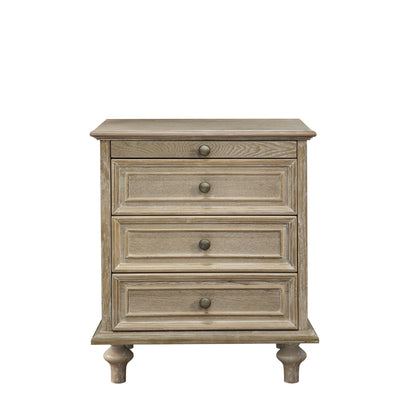Farmhouse Nightstands with 4 Drawer,Wood Storage End Table with Hidden Pull-Out Shelf, Large Side Table with 4 Solid Wood Feet and Metal Handle,Easy Assembly,Natural image 5
