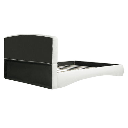 Curved Upholstered Bed with Smart Ambient Lighting,Cream,King image 8