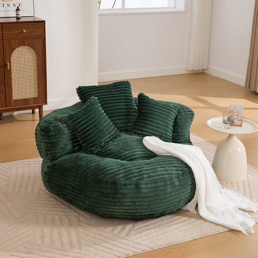 Single Bean Bag Chairs, Bean Bag Sofa for Adults, Kids,Corduroy Bean Bag Chair with 3 Pillows & Armrest,Beanbag Chair & Lazy Sofa with Foam Filler for Bedroom Living Room Dorm image 1