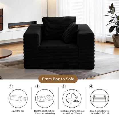 Boneless Sofa Chair, No Assembly Couch in a Box Memory Foam Mini Cloud Reading Chair with Throw Pillow for Living Room Bedroom Playroom image 8