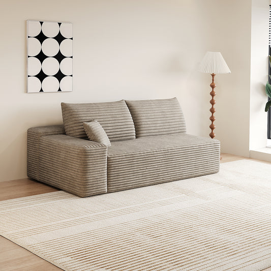 Y165-3L-CAMEL 3-seater left modular sofa in camel corduroy fabric - front view