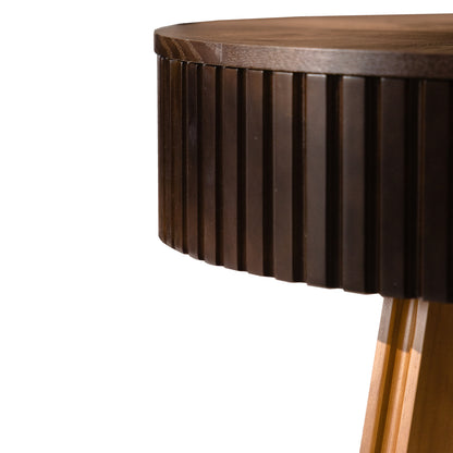 31.5" Retro Round Coffee Table with Storage Space, Suitable for Living Room and Office, Brown image 10