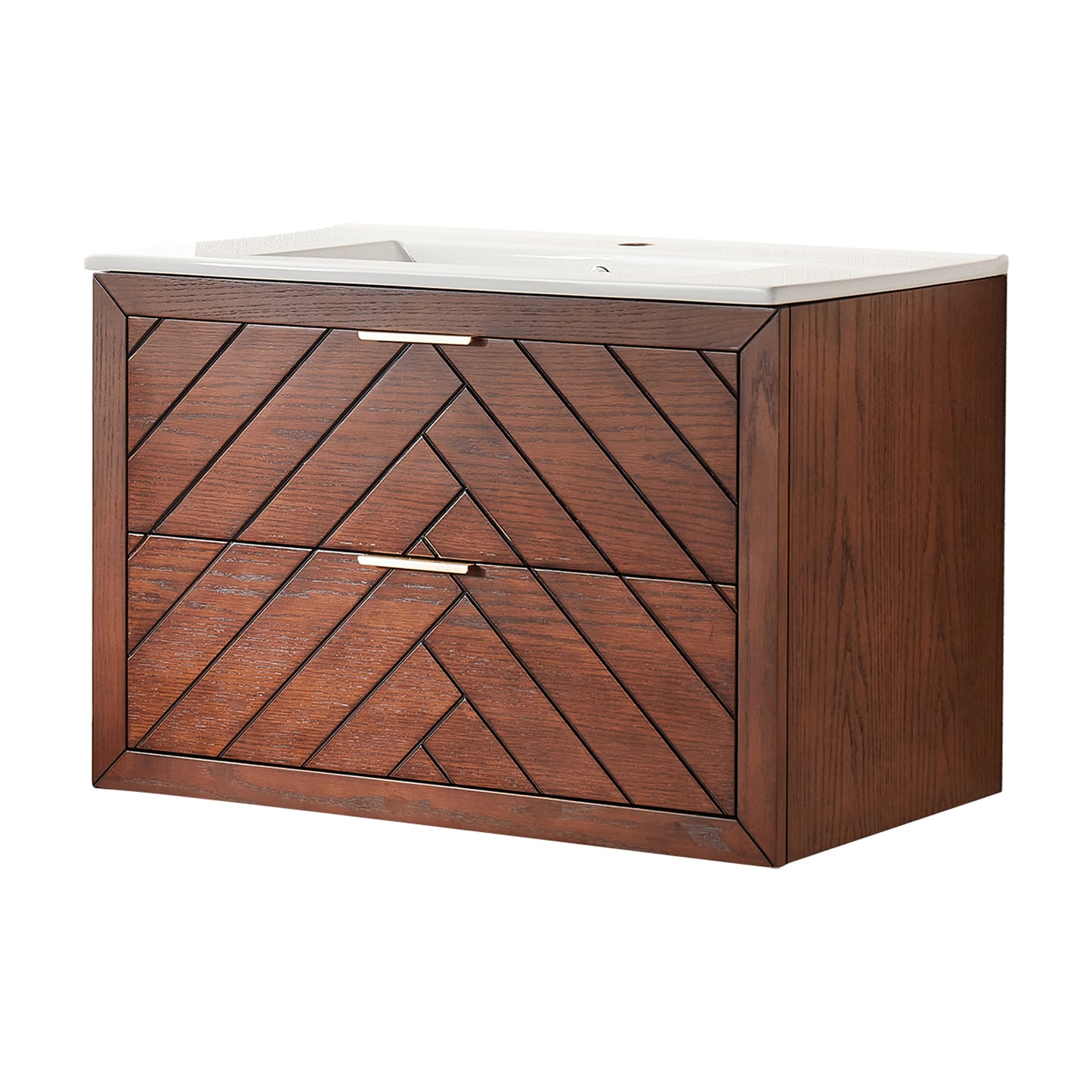 30" Pre-Assembled Wall Mounted & Floating Single Vanity Cabinet with 1-Hole Ceramic Top(Old SKU W1826P343433) image 4