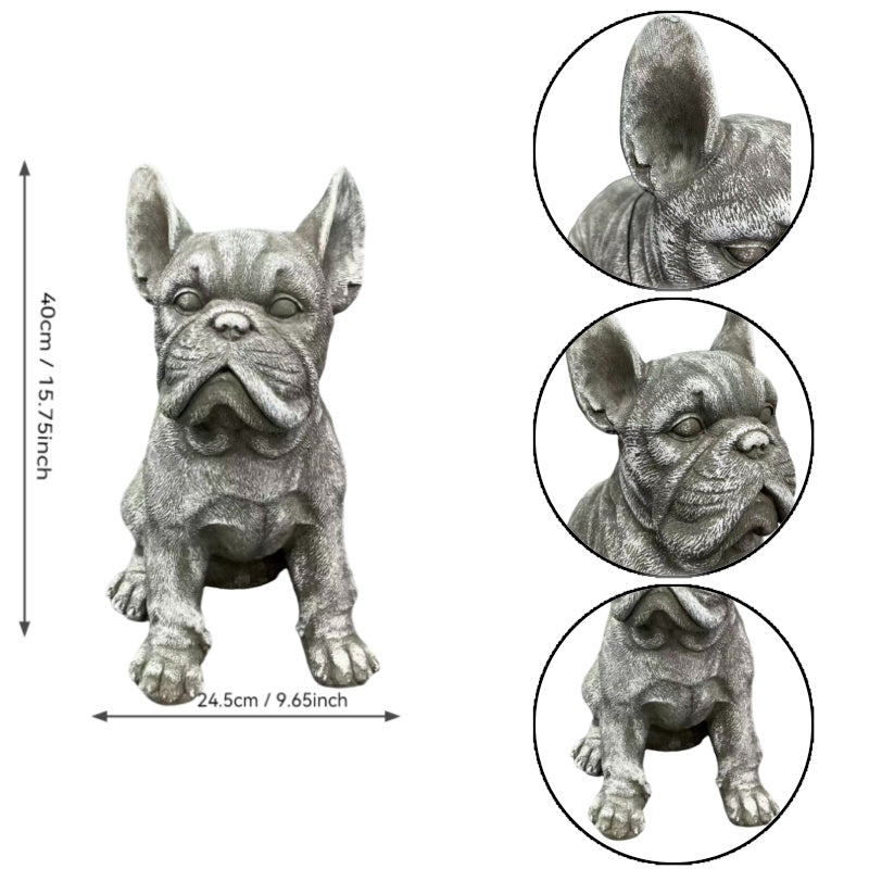 16'' Outdoor Weatherproof French Bulldog Statue, Rustic Stone Finish Resin Dog Sculpture, Decorative Ornament for Garden, Yard, Patio, Lawn & Backyard Landscaping image 5