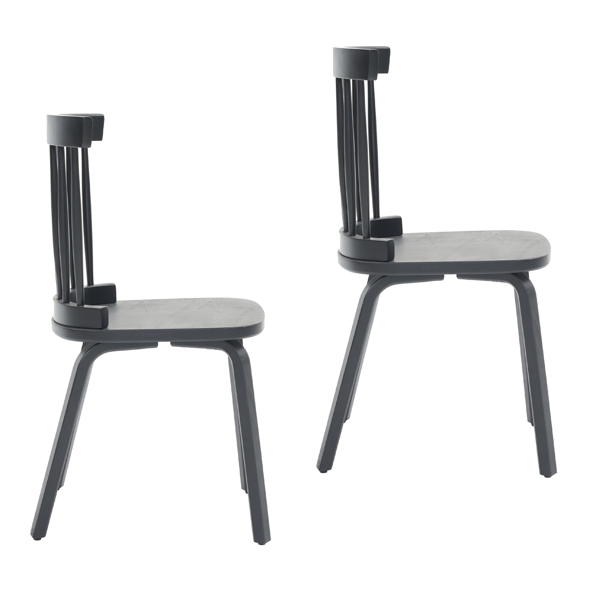 Windsor Dining Chairs Set of 2,Wood Farmhouse Spindle Back, Widen Seat, Mid-Century Modern French Country Style, for Living Room Restaurant, Black image 7