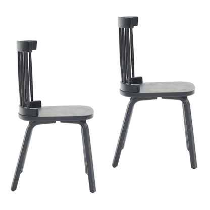 Windsor Dining Chairs Set of 2,Wood Farmhouse Spindle Back, Widen Seat, Mid-Century Modern French Country Style, for Living Room Restaurant, Black image 7