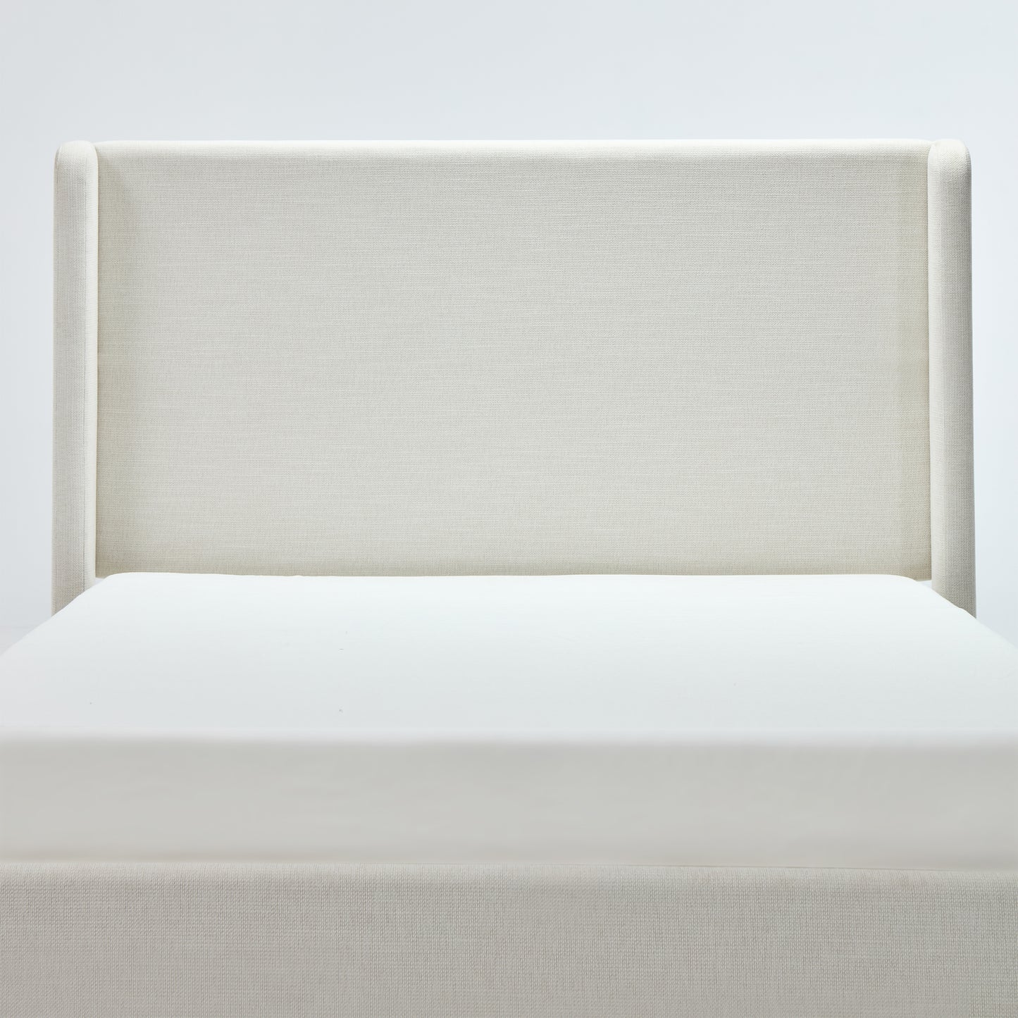 Carmen Upholstered Wingback Bed / Upholstered Platform Bed Frame / 52.3" High Headboard / Simplicity / Minimalist / No Box Spring Needed / Easy Assembly / King/ Textured Ivory Canvas Chenille/No Noise image 11