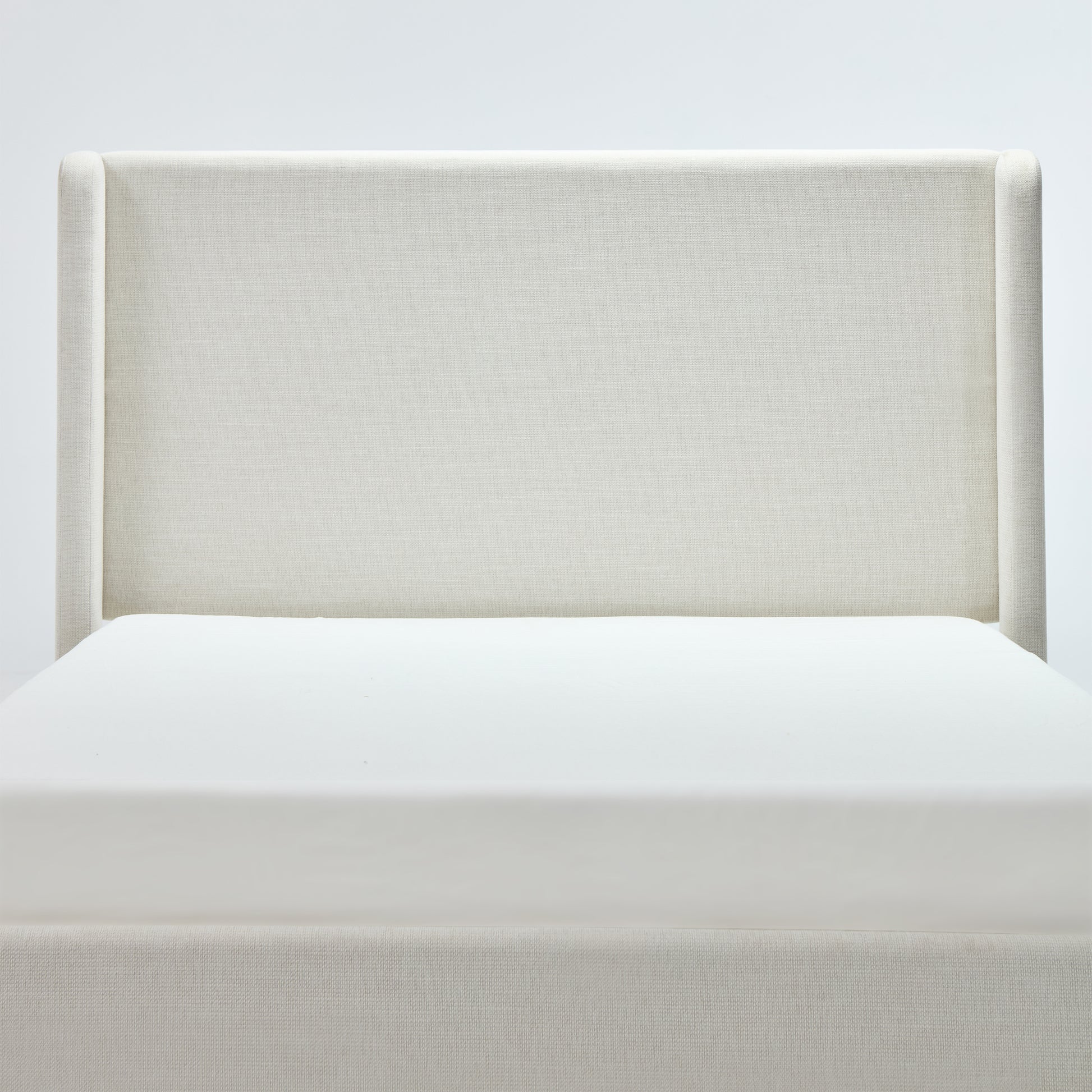 Carmen Upholstered Wingback Bed / Upholstered Platform Bed Frame / 52.3" High Headboard / Simplicity / Minimalist / No Box Spring Needed / Easy Assembly / King/ Textured Ivory Canvas Chenille/No Noise image 11