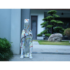 Large Modern Resin Leopard Sculpture,Classical Leopard Statues for Home Decor, H:31.5 Inch Big Size Suitable for Various Shops Hall ,Highly Eye-Catching