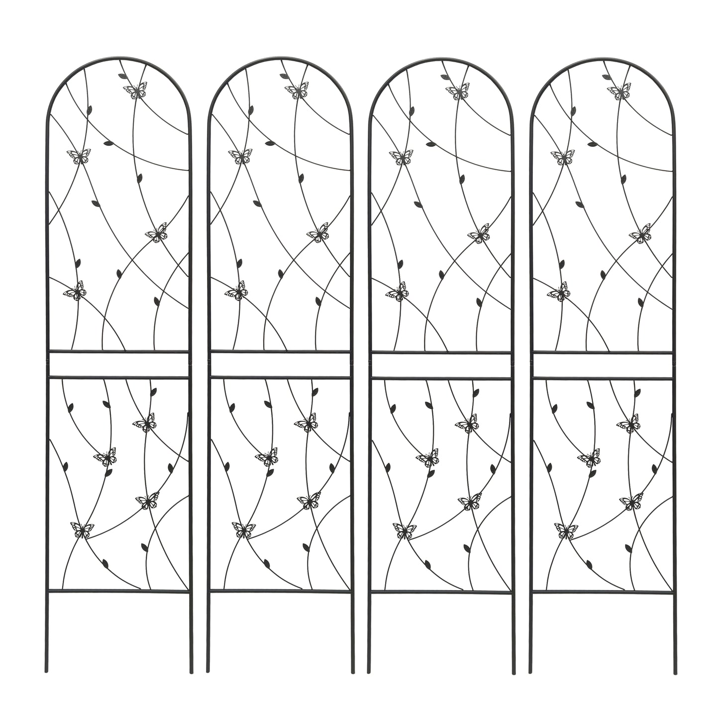 2 Pack Metal Garden Trellis 86.7" x 19.7" Rustproof Trellis for Climbing Plants Outdoor Flower Support Butterfly Deco Black image 11