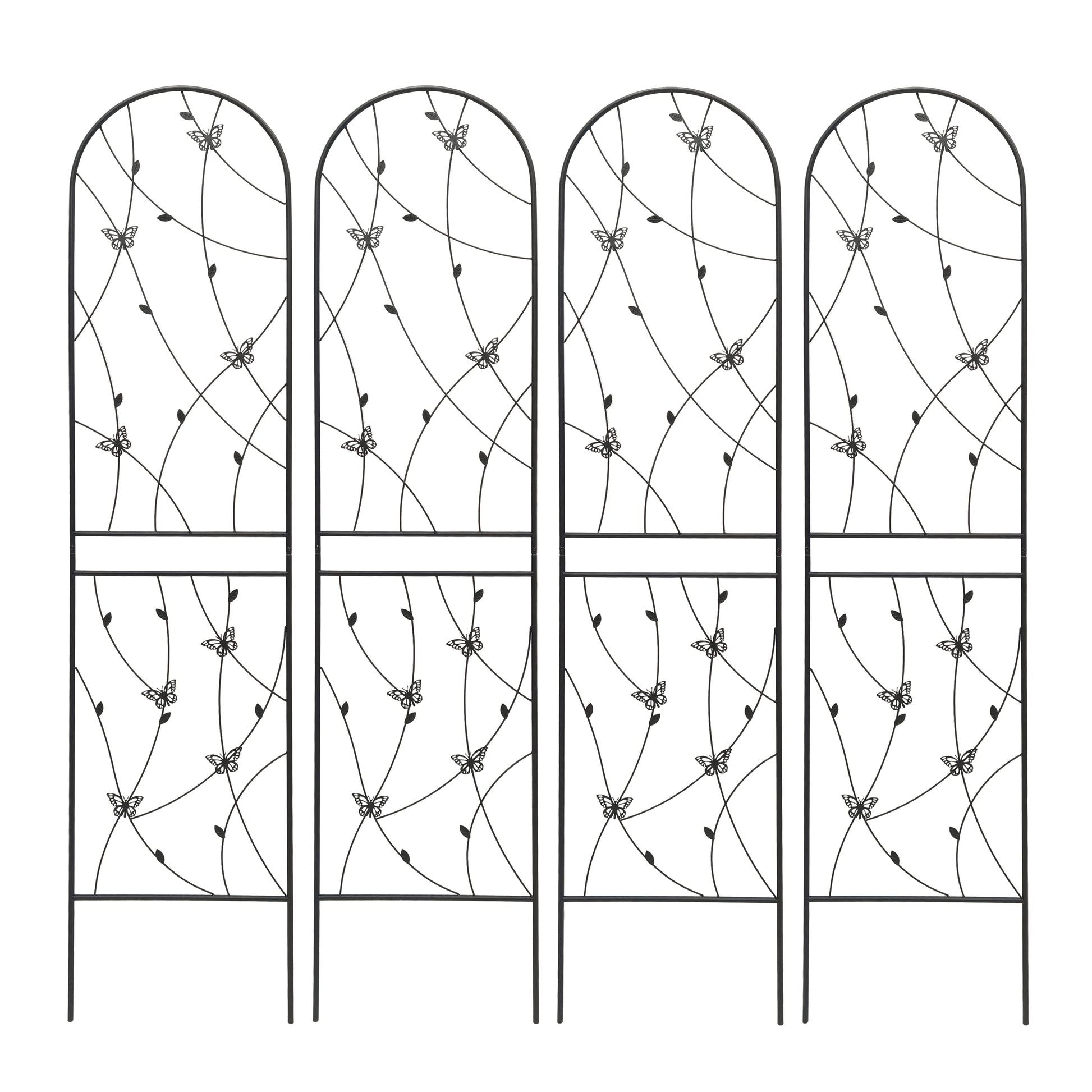 2 Pack Metal Garden Trellis 86.7" x 19.7" Rustproof Trellis for Climbing Plants Outdoor Flower Support Butterfly Deco Black image 11