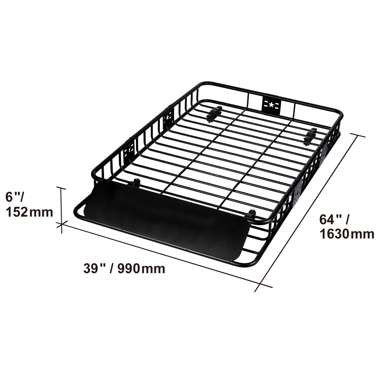 Roof Rack Cargo Basket, 64" x 39" x 6" Rooftop Cargo Carrier with Extension, Heavy-duty 200 LBS Capacity Universal Roof Rack Basket, Luggage Holder for SUV, Truck, Vehicle image 11