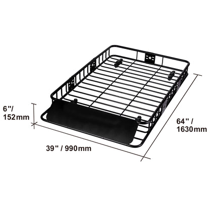 Roof Rack Cargo Basket, 64" x 39" x 6" Rooftop Cargo Carrier with Extension, Heavy-duty 200 LBS Capacity Universal Roof Rack Basket, Luggage Holder for SUV, Truck, Vehicle image 11